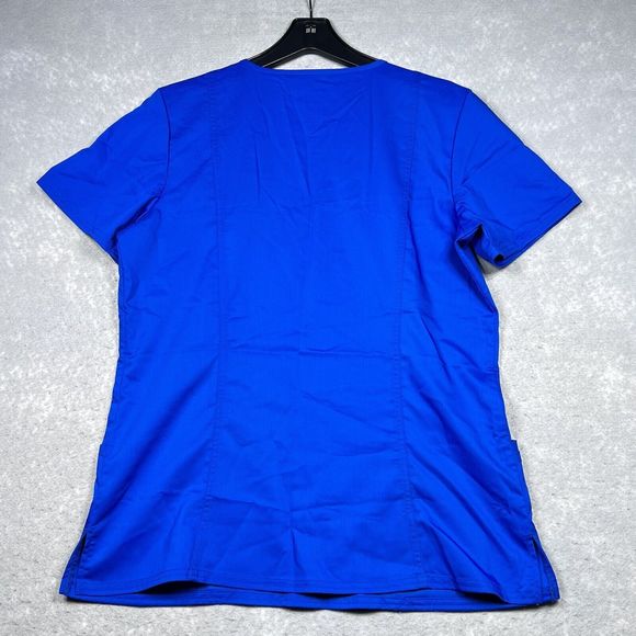 Cherokee Top Womens Size Medium Blue V-Neck Scrub Short Sleeve Polyester Blend - Picture 6 of 11